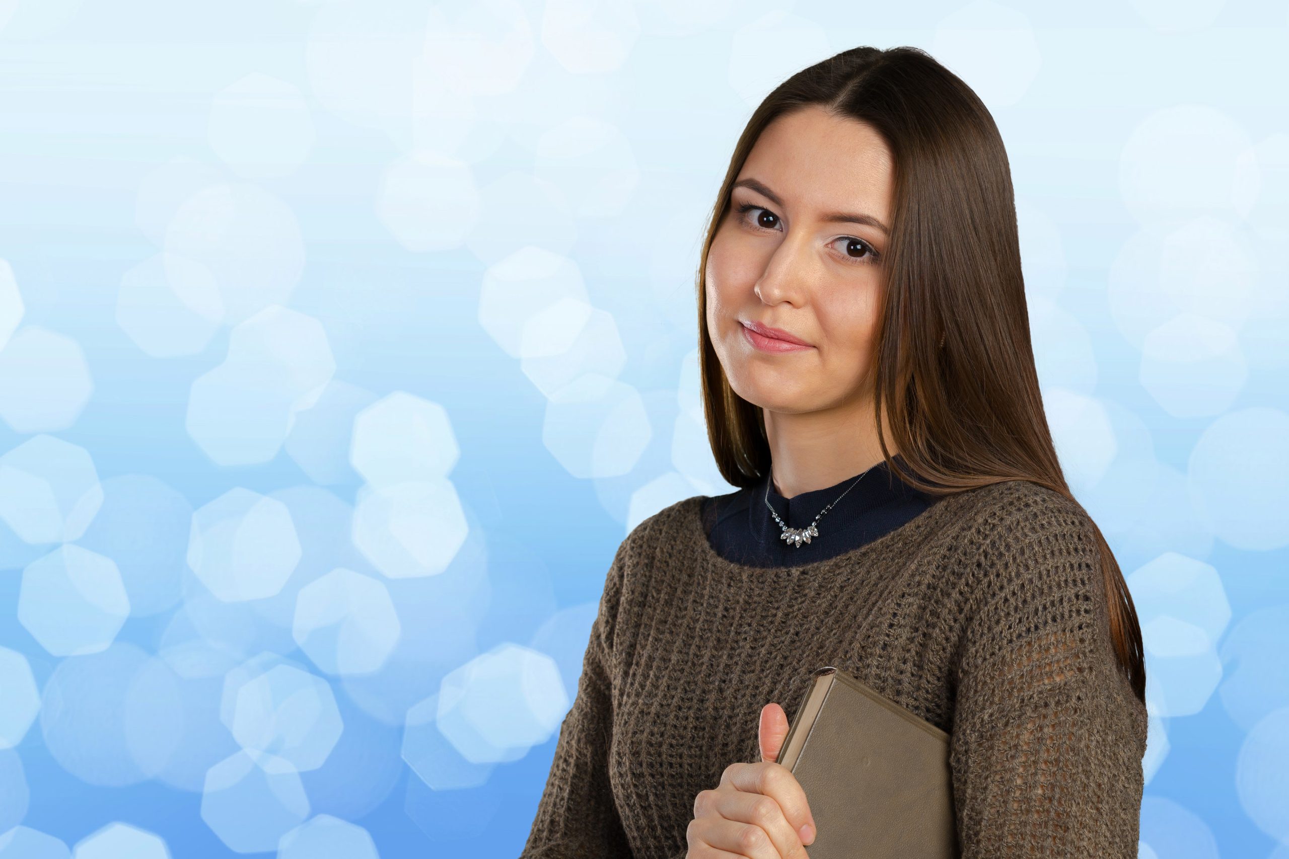 young girl with book